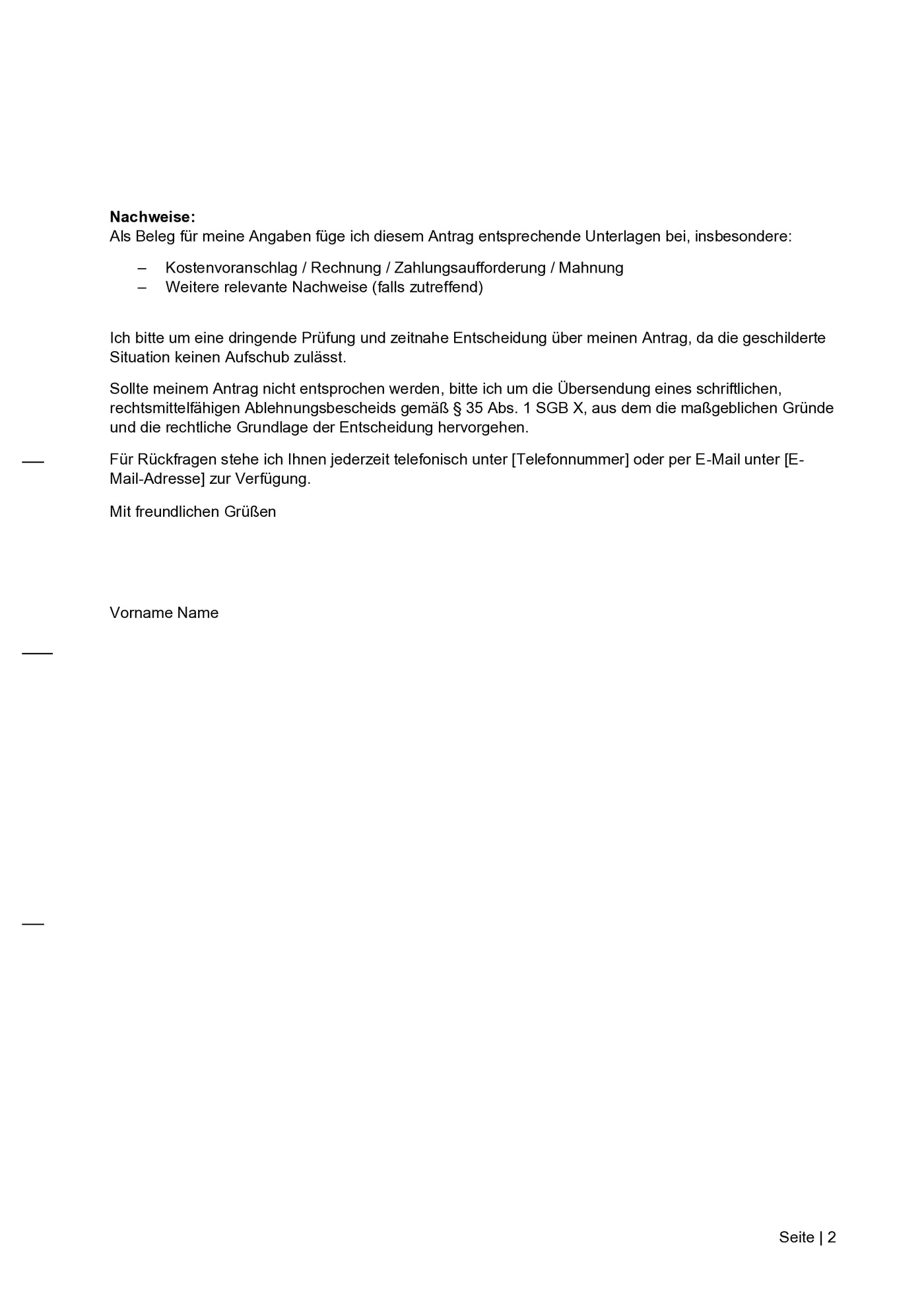 Antrag auf Gewährung eines Darlehens